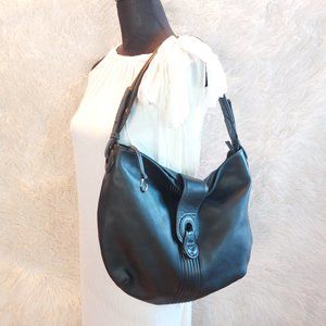 Flynow Logo Basic Women's Black Genuine Leather Shoulder Bag